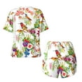 thumbnail image 5 of Qekee Birds And Flowers Women's Pajama Set Short Sleeve Sleepwear Summer Home Wear with Pockets Soft Short Sleeve Shirt - Birds And Flowers, 5 of 9