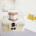 thumbnail image 3 of Valise en Osier Style Rétro Portable pour Aliments, Accessoires Photo, Étui de Rangement Imitation Rotin, Panier de Pique-Nique pour Maison, Extérieur, Jardin, Patio - Blanc 26x16x10 cm, 3 of 7