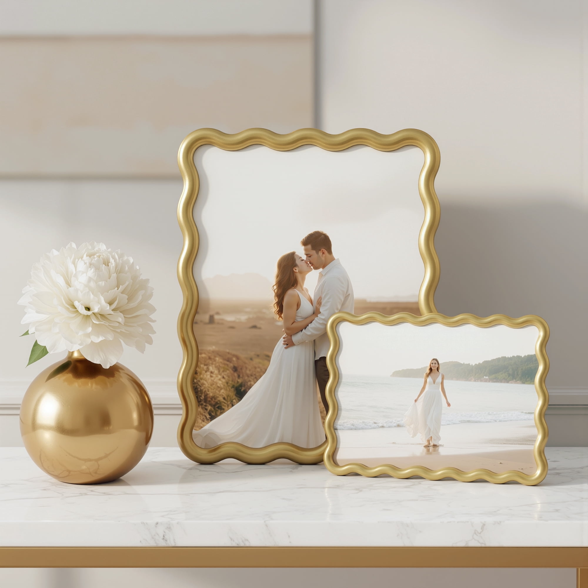 Mainstays 5x7 Picture Frame – Gold Wavy Tabletop Photo Frame