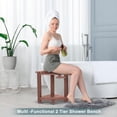 thumbnail image 3 of NALONE Corner Shower Stool, HDPE Shower Bench for Inside Shower, Small Shower Chair Seat for Shaving Legs with Storage Shelf, Soap Box and Adjustable Feet (Brown), 3 of 7