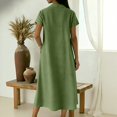 thumbnail image 5 of Laqbezok Women's Casual V-Neck Long Dress, Short Sleeve Solid Color Loose A-Line Gown, Soft Breathable Summer Dress with Side Pockets, 5 of 8