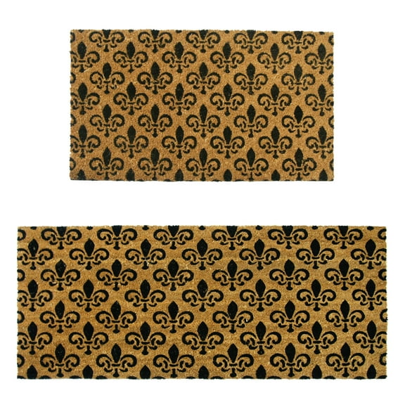 Rubber-Cal "Fleur de Lis Pattern" Doormat Kit - 18" x 30", 24" x 57" - 2 Door Mats