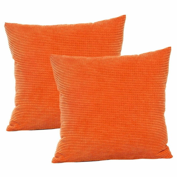 HANXIULIN 2Pcs Pillow Cases Soft Corduroy Striped Velvet Square Decorative Throw Pillow Cusion Cover for Couch 18x18inch, 45*45cm