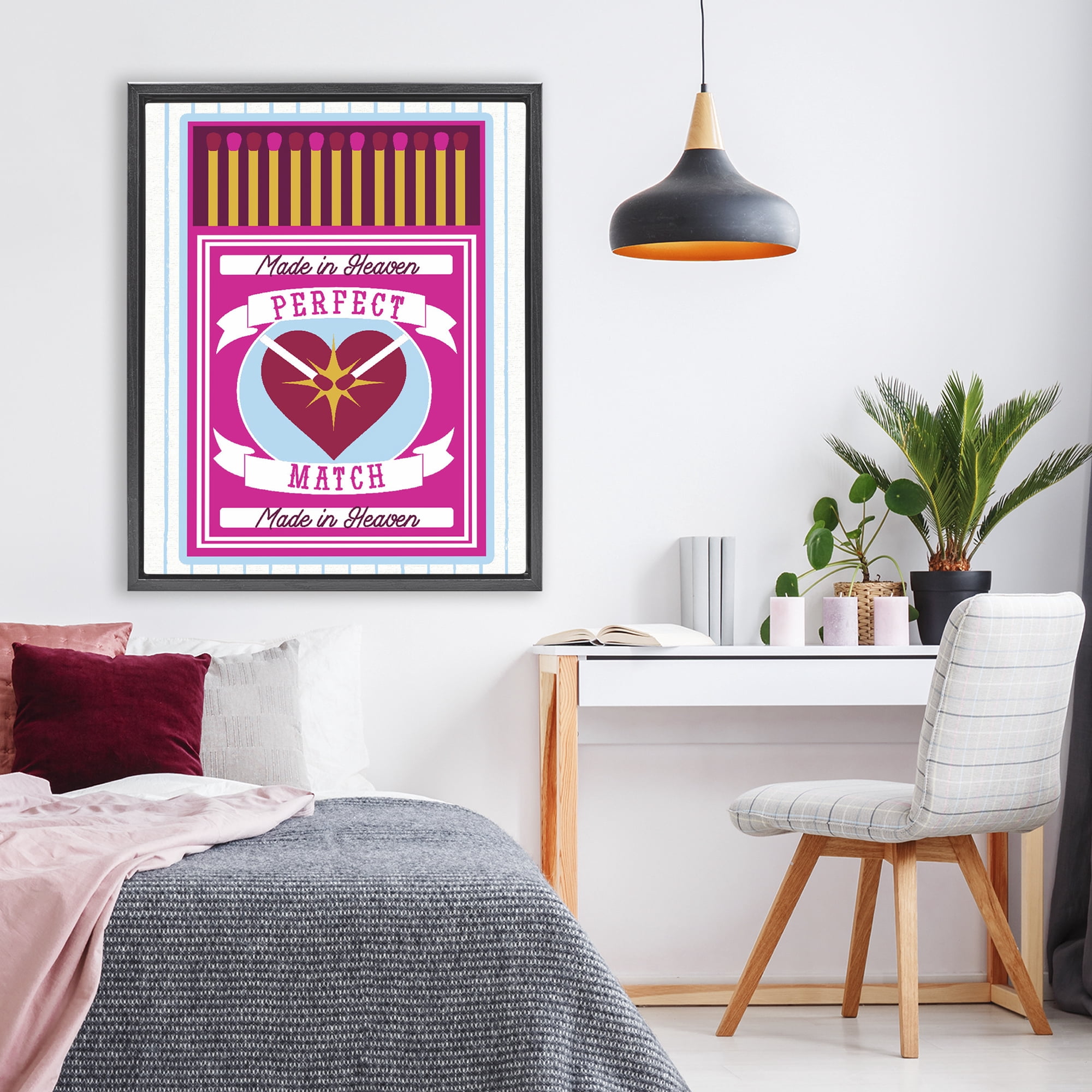 Stupell Industries Perfect Match Made In Heaven Black Framed Floater Canvas Wall Art, design by Lil' Rue