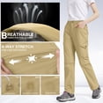 thumbnail image 3 of POENTAB Women's Cargo Hiking Pants Water Resistant Elastic Waist Travel Pants Outdoor Fishing Trousers for All Seasons Khaki, 3 of 7