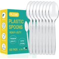 thumbnail image 1 of 100PCS Plastic Spoons, PILZUME 6.7 Inch Reusable Plastic Spoons, Durable Extra Heavyweight Transparent and Robust Cutlery Sets for Party Picnic Barbecue Restaurant Dinner Family Gatherings, 1 of 7