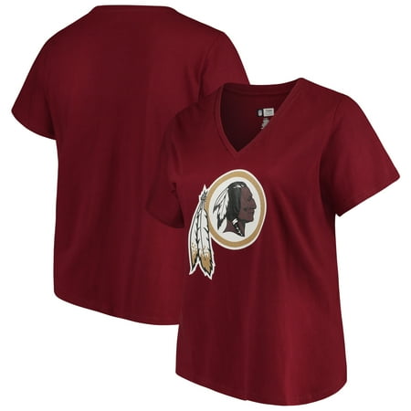 Redskins Santa - Women's Majestic Burgundy Washington Redskins Plus Size Logo V-Neck T-Shirt