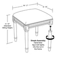 thumbnail image 3 of 123 Creations Taupe Magnolia Vanity Stool with White Frame, 3 of 3