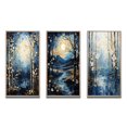 thumbnail image 2 of Designart "Birch Woods Moonlit Euphony VI" Floral Framed Wall Art Set Of 3 - Blue Tree Birch Frame Canvas Set For Living Room Decor, 2 of 6
