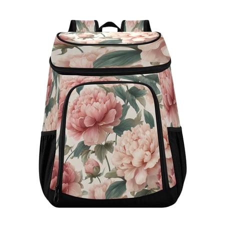 Large Capacity Insulated Cooler Backpack Waterproof Thick Thermal Lunch Bag for Picnic Camping Hiking Beach Travel Lovely Retro Flowers