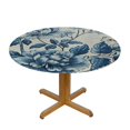 thumbnail image 3 of JRXY Great for Home Kitchen/Parties/Holiday Dinner Spring Floral Birds Chinoiserie Flowers Decor Blue and White Plant Round Tablecloth White, 3 of 8