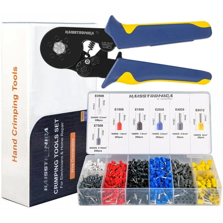 

Haisstronica Ferrule Crimping Tool Kit Self-Adjusting Hexagonal Wire Crimper Plier for AWG23-10 with 1200PCS Red Copper Wire End Terminals Ratchet Wire Crimping Tool-Ferrule Crimper Kit