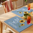 thumbnail image 4 of Sunflowers Placemats Set of 12 Modern Bee You Are My Sunshine Blue Place Mats Indoor Wipeable Table Mats Washable Cloth Dining Table Placemats for Kitchen Holiday Party Home Decor 13x19 Inch, 4 of 9