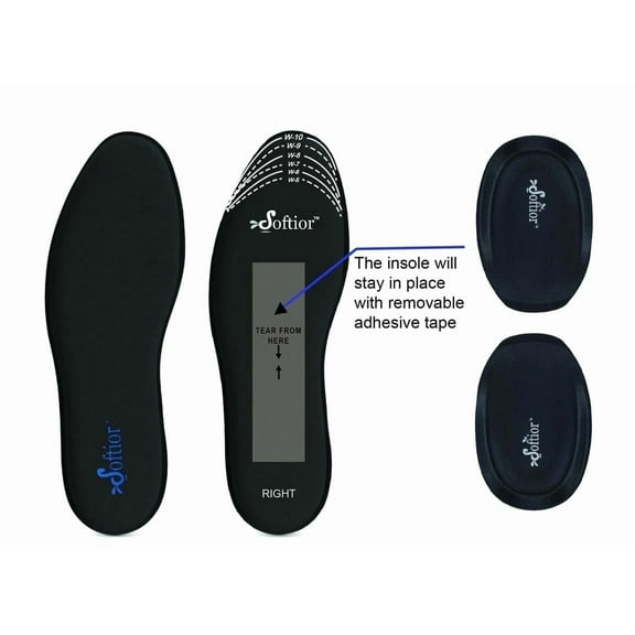 Softior Memory Foam Insoles for Women, Stay in Place, 1 Pair Insoles & 1 Pair Heel Cushions, Size 5-11, (Black)