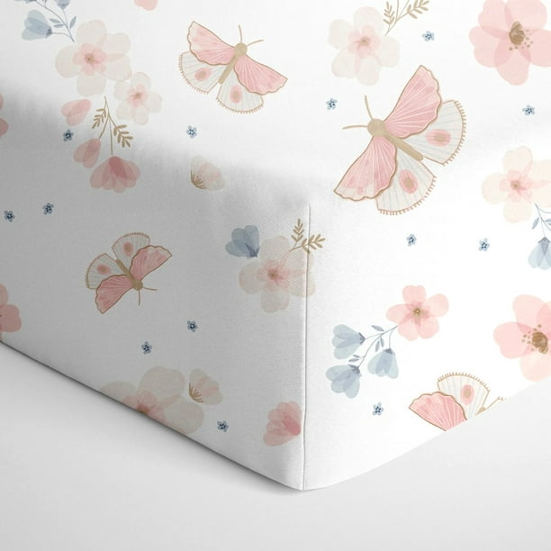 Bebelelo Parure de Lit 4 Pièces pour Berceau, Jupe, Housse de Matelas,  Couette et Couette pour Enfants, Bébés Garçons et Filles (Couleur Rose et  Blanc avec Motif Flamants Roses) 