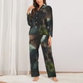 thumbnail image 2 of Honeii Forest Stone-Colored Dragon print Women's Pajama Sets Long Sleeve Button Down Sleepwear Nightwear Soft Pjs Lounge Sets-Medium, 2 of 7
