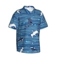thumbnail image 3 of Xecao Sharks on White Blue Striped print Hawaiian shirt - a stylish short-sleeve button-down for men, perfect for casual beach and tropical outings., 3 of 9