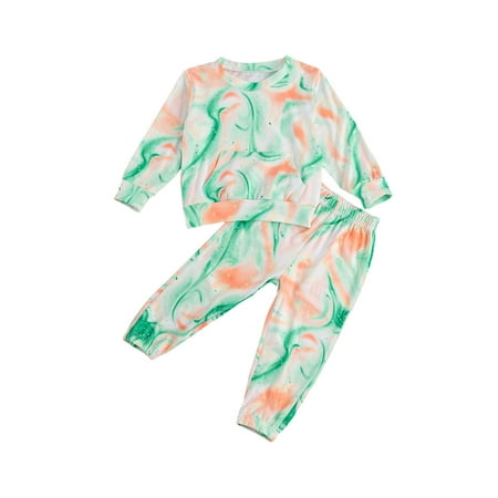 

Imcute Toddler Baby Girl Clothes Tie Dye Long Sleeve T-Shirt Tops Pocket Pants Set