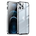 thumbnail image 1 of ELEHOLD for iPhone 12 Pro 6.1 Inch Case with Buckle Safety Lock, Slim Metal Bumper Frame Matte Clear PC Back Glass Lens Film All-Inclusive Camera Lens Full Protection Case for iPhone 12 Pro,Silver, 1 of 8