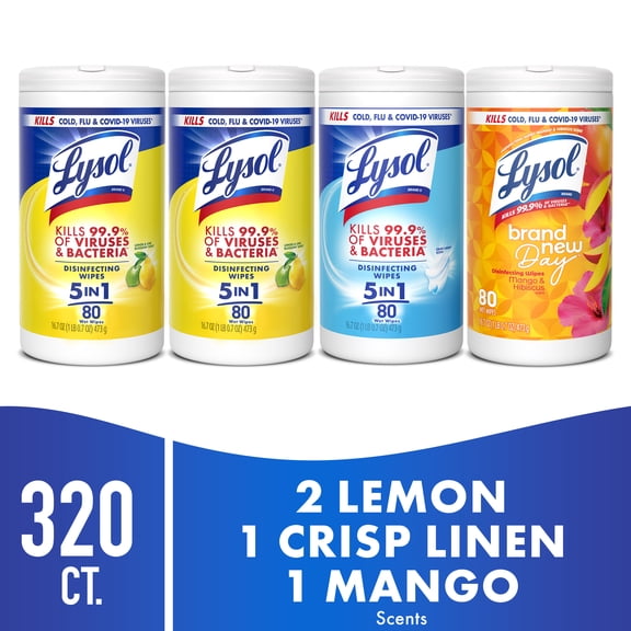 Lysol® Disinfectant Wipes Bundle, Multi-Surface Antibacterial Cleaning Wipes, For Disinfecting & Cleaning, 320 count