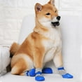 thumbnail image 4 of 4pcs/Set Waterproof Dog Boots Shoes Anti-Slip Pet Cat Rain Boots Footwear Breathable Cat Socks Booties Puppy Paw Protectors for Small Animal(L,Blue), 4 of 5