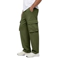 thumbnail image 4 of Lumtrix Men's Cargo Sweatpants Loose Fit Cotton Joggers with Pocket for Gym Hiking Casual Wear Spring Summer Elastic Waist Trousers Army Green XL, 4 of 8