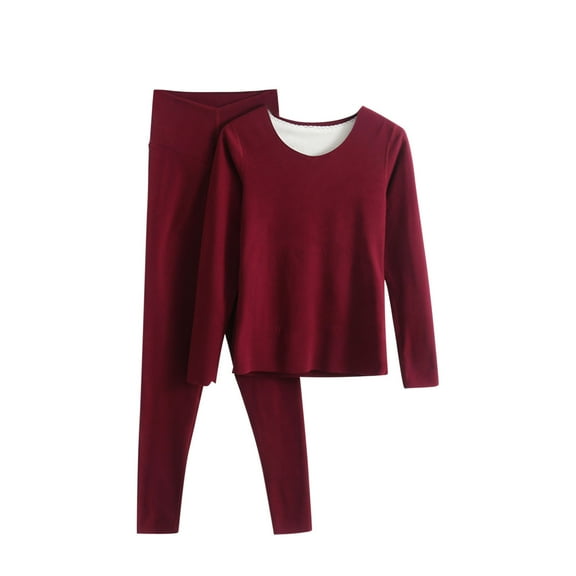 PNTUTB Women's Warm Fleece Comfort Long Sleeve Solid Color Slim Fit Top and Pant Casual Loungewear Pajama Sets