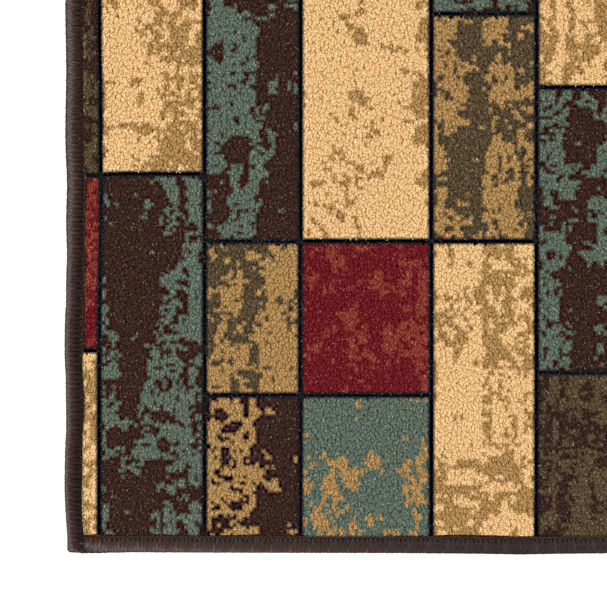 Ottomanson Boxes Area Rug 3'3" x 5' - Non Slip Low Pile Carpet, Multicolor