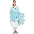thumbnail image 3 of Phagun Women's Designer Chiffon Dupatta Indian Long Stole Tassel Scarfs-Light Blue, 3 of 5