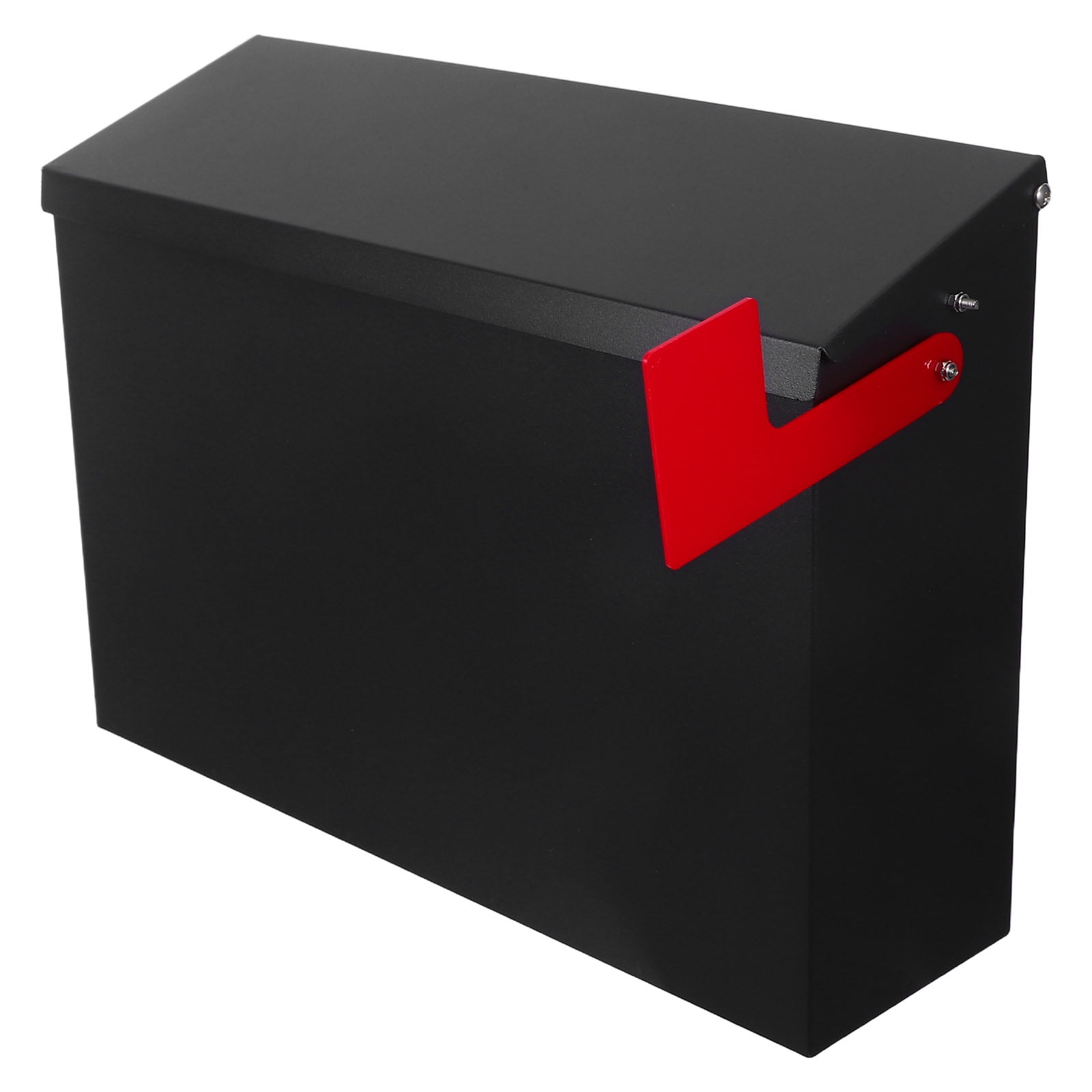 KALLORY Large Capacity Outdoor Wall-Mounted Mailbox in Black Stainless Steel for Secure Mail Storage