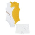thumbnail image 5 of TSSOE Sleeveless Gymnastics Leotards for Girls Sparkly Dance Biketards Unitard with Shorts Practice Outfits Yellow&White 6, 5 of 7