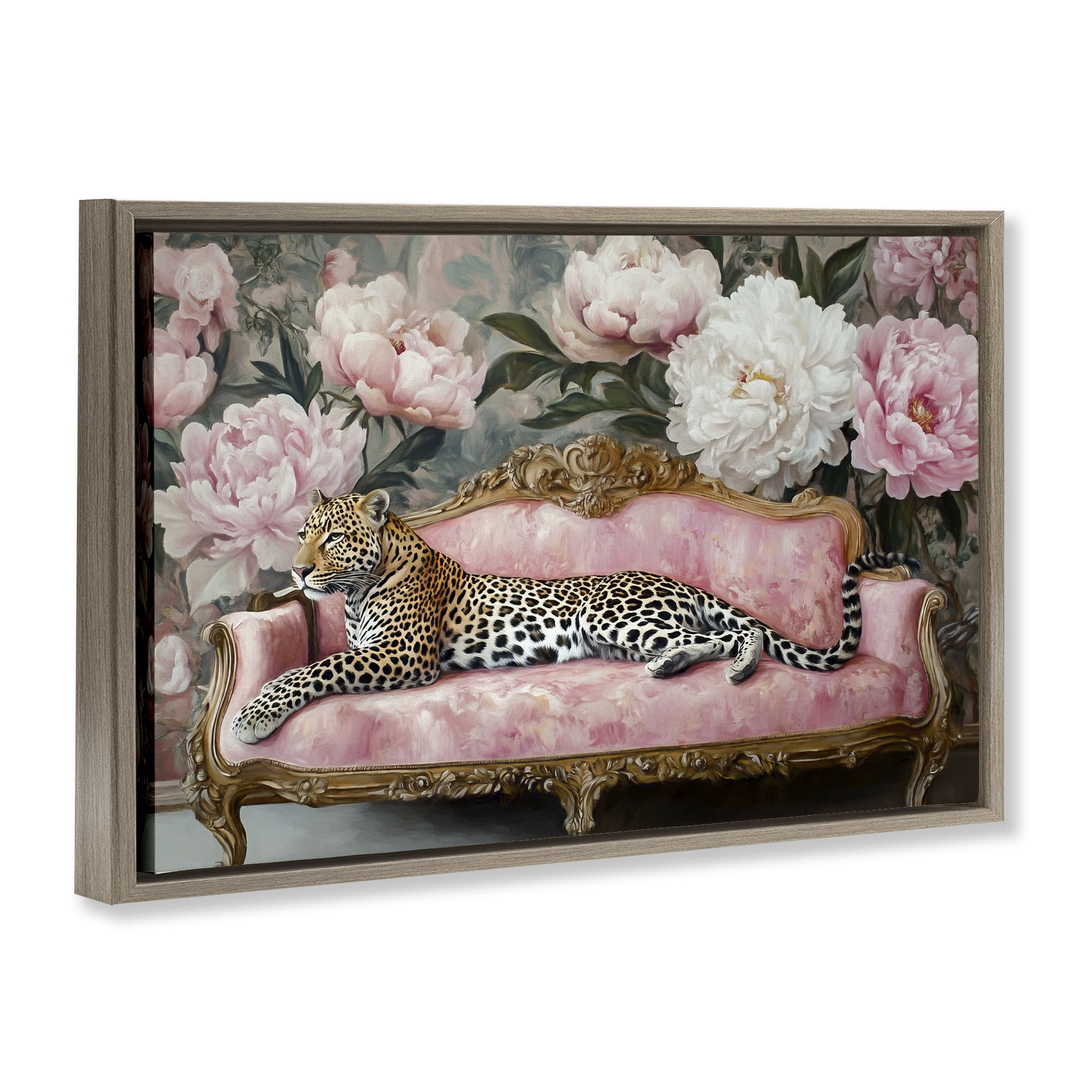 Stupell Industries Where The Leopard Dreams Brown Framed Floater Canvas Wall Art, design by Tina LeCour