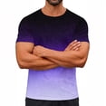 thumbnail image 2 of BiZtdJrK T-Shirt for Men Gradient Short Sleeve T Shirts Summer Casual Slim Fit Crewneck Tees Going Out Tops, Purple, XXXL, 2 of 10