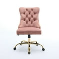 thumbnail image 2 of Pink Velvet Office Chair with Gold Base, Modern Tufted Adjustable Swivel Desk Chair, 24.8" Wide Seat Ergonomic Computer Chair for Home Office, 2 of 16