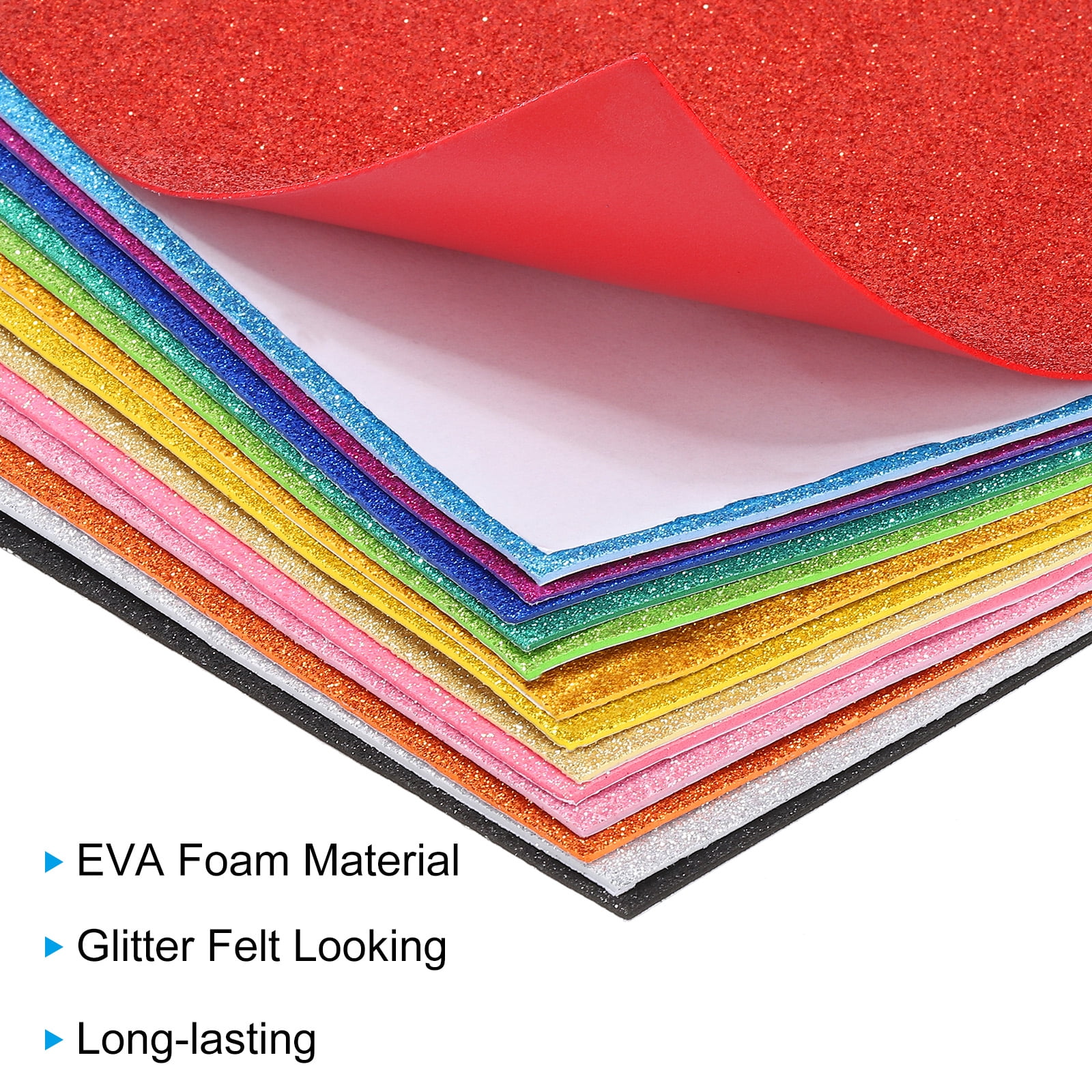 Uxcell 2mm(1/10") Thick Adhesive Glitter Foam Sheet 16x24inch(40x60cm) Purple, EVA Shiny Foam Board for Craft, 6 Pcs