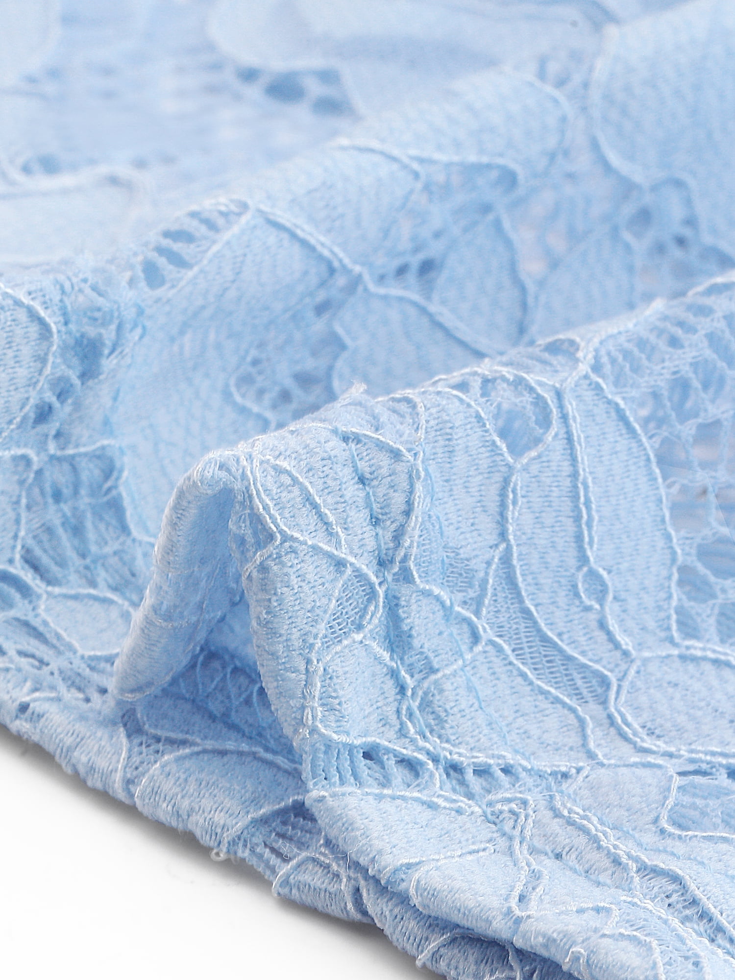 DARING DIVA Floral Lace Off Shoulder Sheer Blouse Top S Sky Blue
