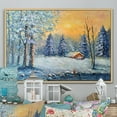 thumbnail image 1 of Designart Cottage In Forest During Christmas Traditional Floating Frame Wall Art, 1 of 4