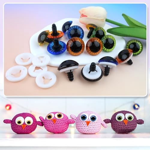 TOAOB 20pcs 23mm Safety Eyes for Amigurumis Colored Plastic Craft Crochet Eyes with Washers for DIY Plush Stuffed Animals Doll Making