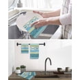 thumbnail image 5 of Blue Green Geometric Kitchen Dish Towels for Drying Dishes Set of 2, Boho Vintage Country Flowers Leaves Waffle Weave Microfiber Hand Tea Bathroom Towels Quick Dry & Absorbent Towel 12x12, 5 of 7
