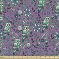 thumbnail image 2 of Ambesonne Garden Fabric by the Yard Upholstery, Bluish Owls Along Flowers, 5 Yards, Multicolor, 2 of 5