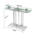 thumbnail image 5 of O&K FURNITURE 43" Modern Glass Console Table with Curved Chrome Frame & Faux Marble Base, Silver Narrow Sofa Table for Entryway, Living Room, Hallway, Home Office, 5 of 7