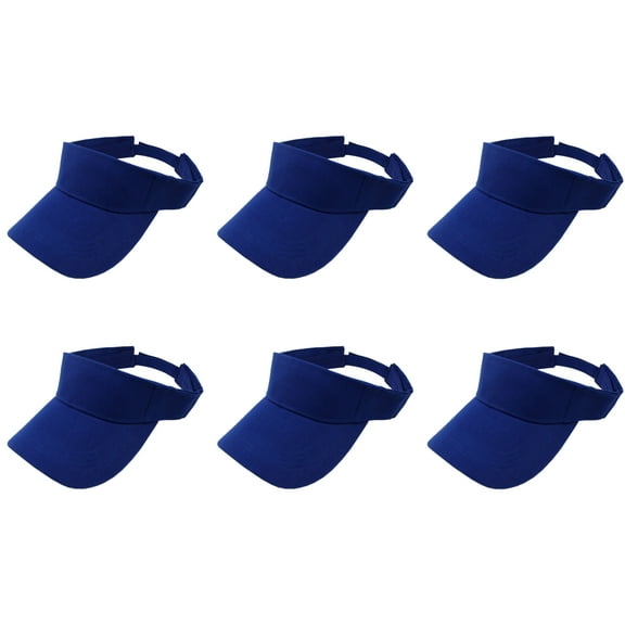 6 Pack Adjustable Sun Visors Great for Sports Travel or Workouts (Royal Blue)