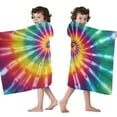 thumbnail image 4 of Rainbow Tie Dye Mandala Pattern Hooded Bath Towel，50"x30" for Ages 3 To 12 Kids, Quick Dry Lightweight Soft Microfiber Hood Beach Towel Cover Up for Kids, 4 of 7