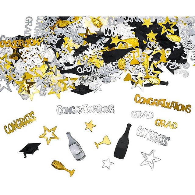 Decoraciones de fiesta de graduación 2022- Decoraciones de mesa de confeti de graduación de oro negro 60 g, Felicidades Decoraciones de fiesta de graduación Clase de 2022 Suministros para fiestas