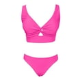 thumbnail image 4 of Sngxgn Women's Bikini Set Two Piece Swimsuit High Waisted Neck Swimwear(Hot Pink,S), 4 of 5