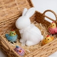 thumbnail image 5 of Easter Flocked Bunny Figurine with Bow, Realistic Fuzzy Rabbit Statue, Adorable Easter Bunny Decor Home Tabletop Decor, Soft Easter Decor for Cozy Farmhouse Mantel and Shelf Display, 7*8.6in, White, 5 of 7