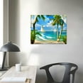 thumbnail image 4 of Shiartex Palm Trees Sailboat Beach Canvas Wall Art Print Home Decor Living Room Bedroom Office Wall Decor 16x12in, 4 of 6