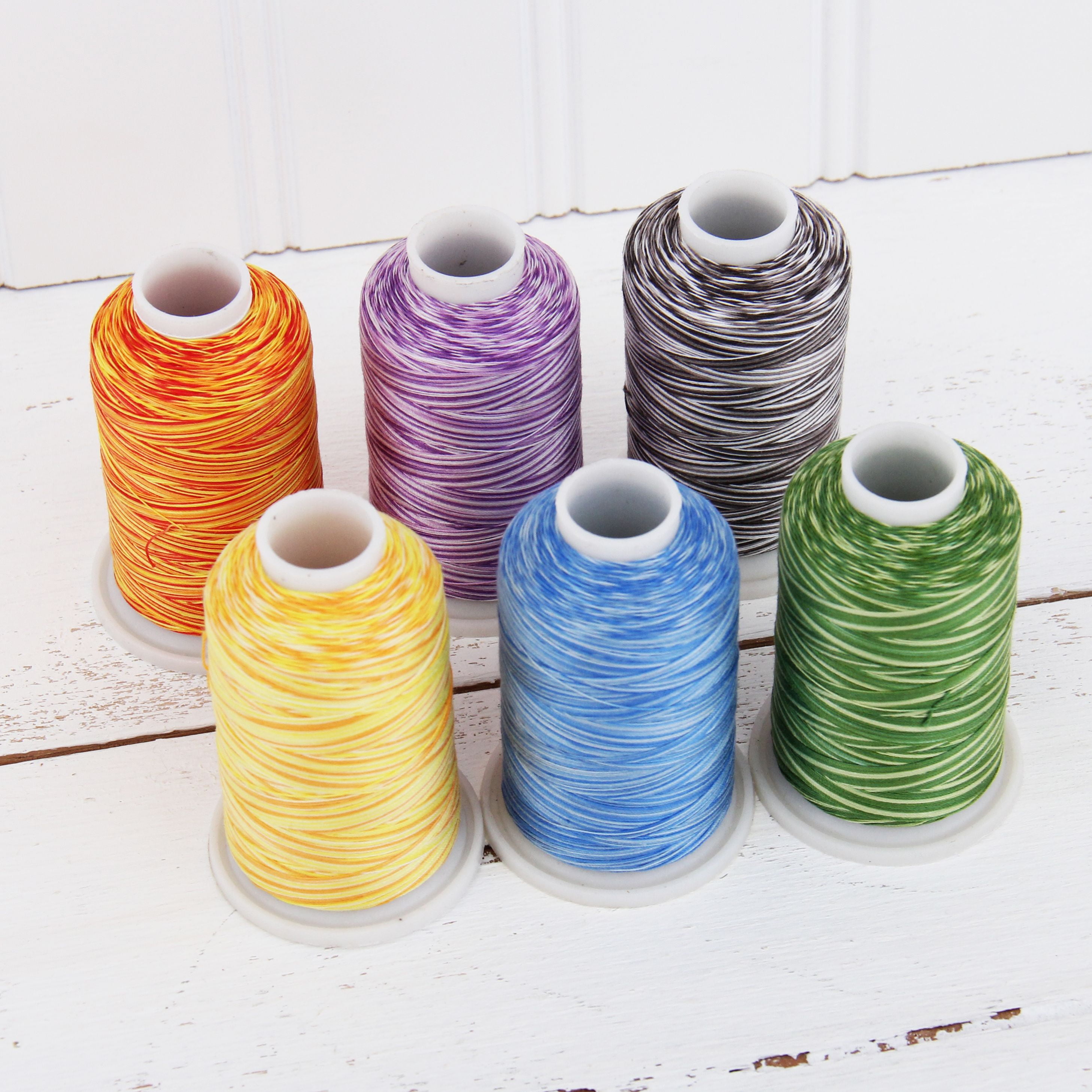 Threadart 100 Cotton Variegated Thread Set 6 Cones Rainbow Colors