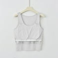thumbnail image 4 of Ohufall Cropped Pajama Tank Tops for Women Solid Casual Crew Neck Modal Sleep Shirt Stretch Loose Sleeveless Pj Undershirt Summer Soft Comfy Loungewear with Chest Pads, 4 of 9