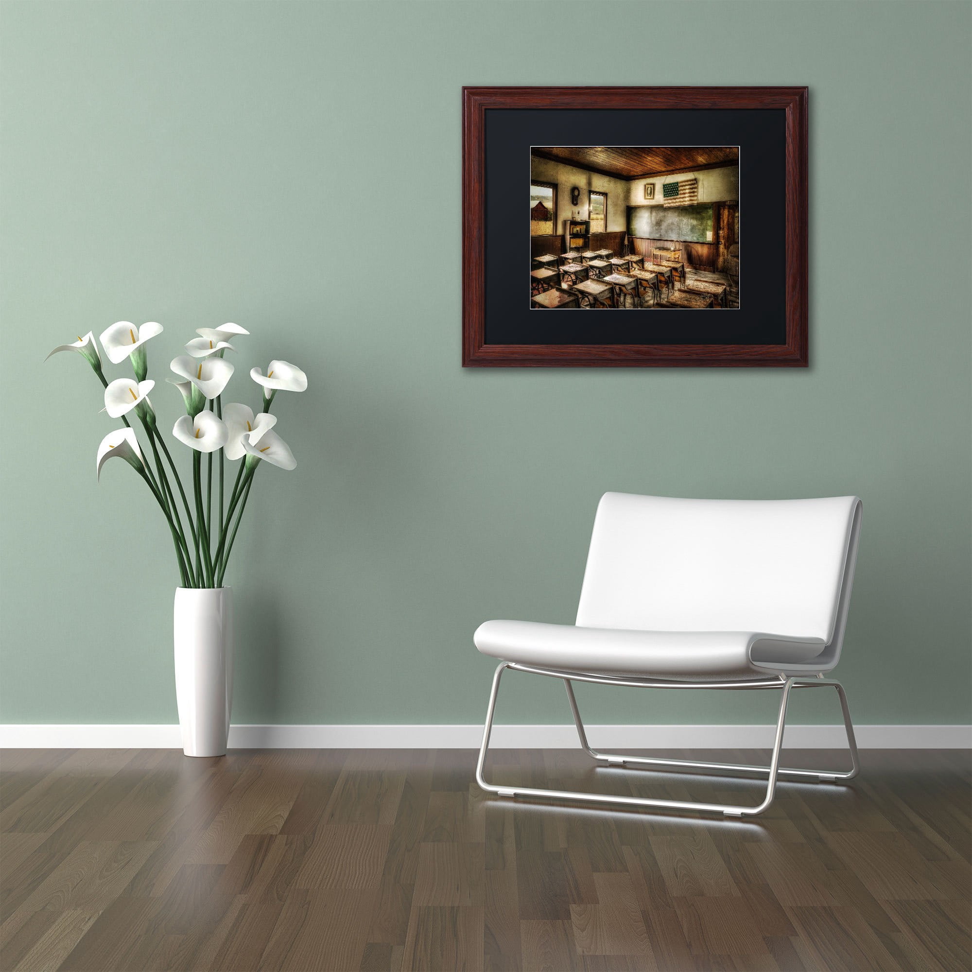 Trademark Fine Art "One Room School" Canvas Art by Lois Bryan, Black Mat, Wood Frame